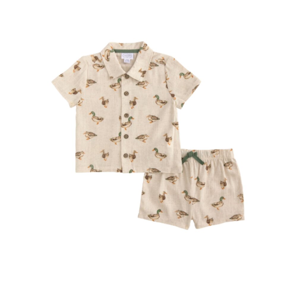 Mud Pie Boys Mallard Linen Short Set