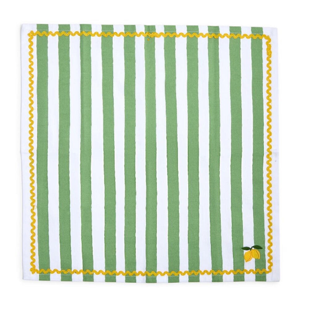 Two's Company Lemon Embroidered Cloth Dinner Napkins - Set of 4