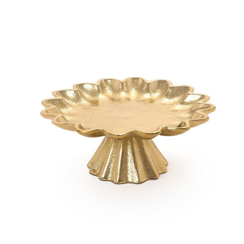 Two's Company Scalloped Edge Gold Cake Stand - Small