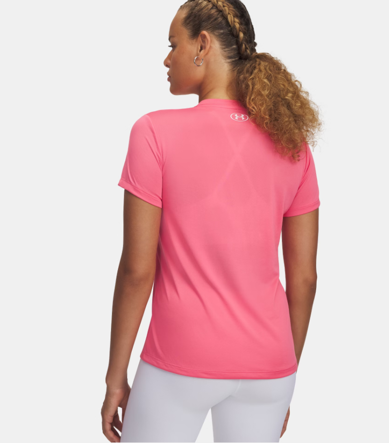 Under Armour Women's UA Tech V-Neck Short Sleeve - Super Pink/White