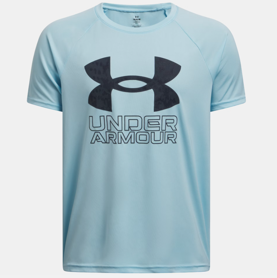 Under Armour Boys Tech Hybrid Print Short Sleeve - Stream/Downpour Grey
