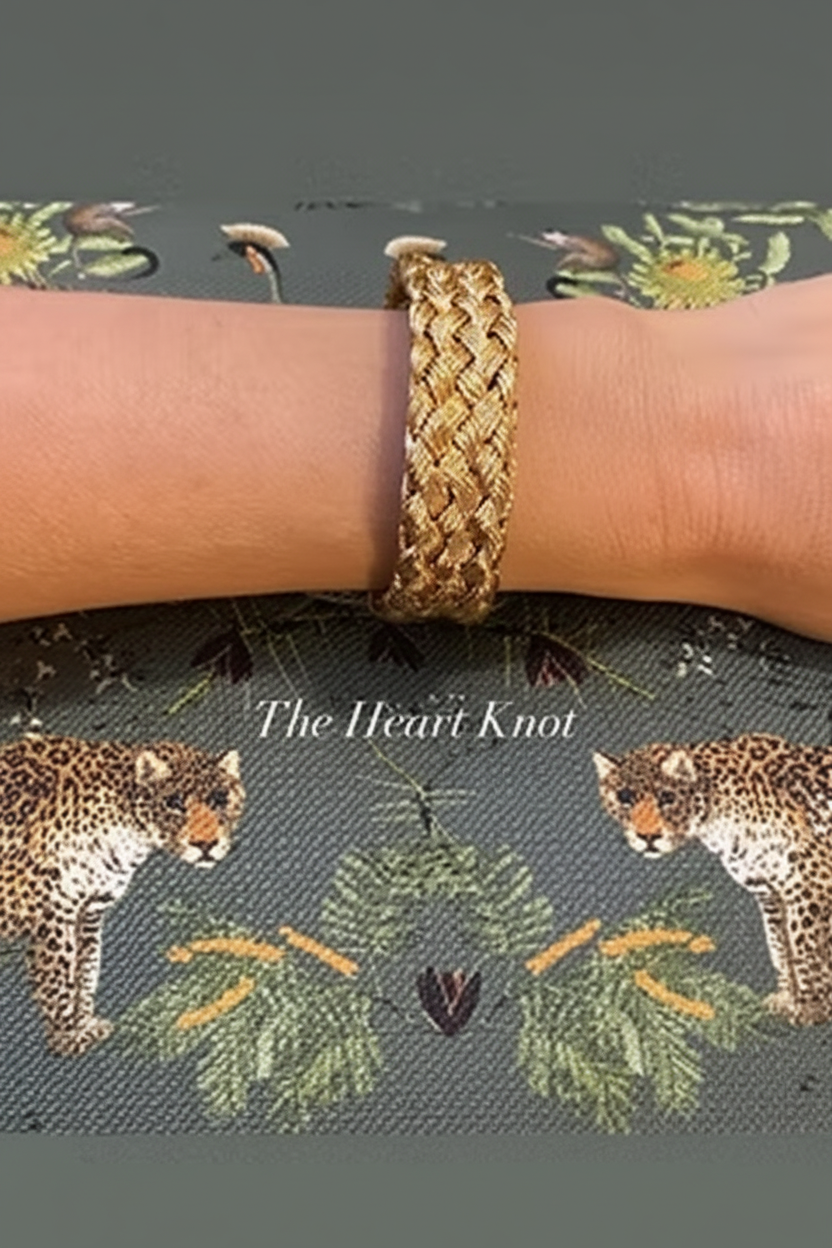 The Heart Knot Mini Flat Warrior Weave Bracelet - Gold