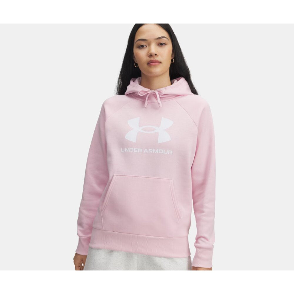 Under Armour Women's UA Rival Fleece Big Logo Hoodie - Prime Pink/White