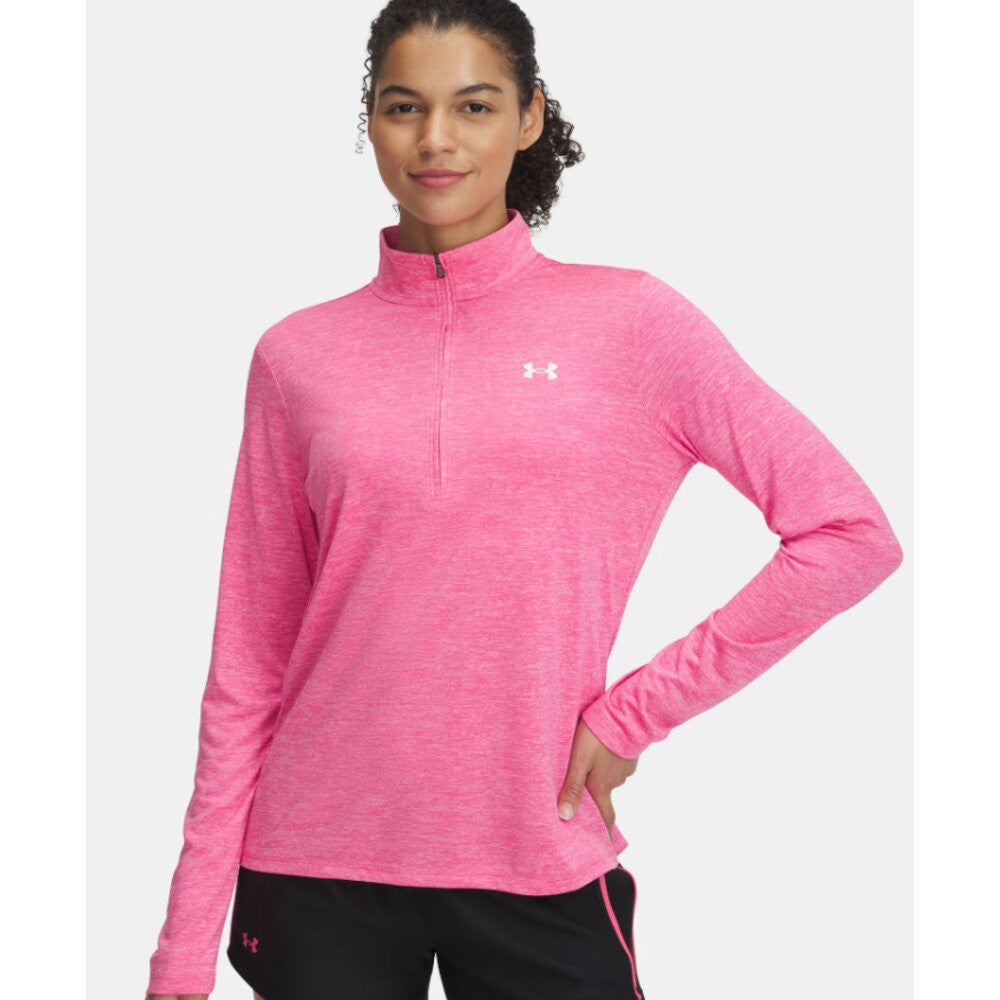Under Armour Women's Tech Twist 1/2 Zip - Super Pink/White