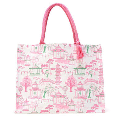 Two's Company Mahjong Block Print Tote Bag