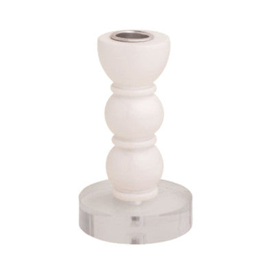 Mud Pie Small White Resin Taper Holder