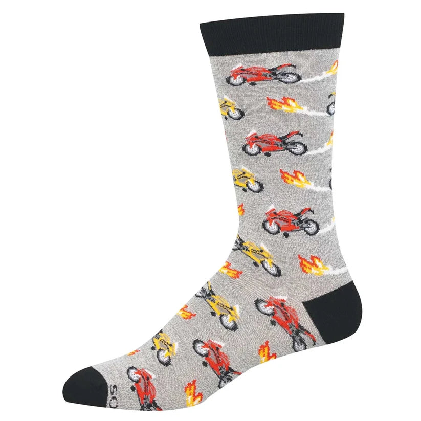 Socksmith Speed Demon Bamboo Crew - Light Grey Heather