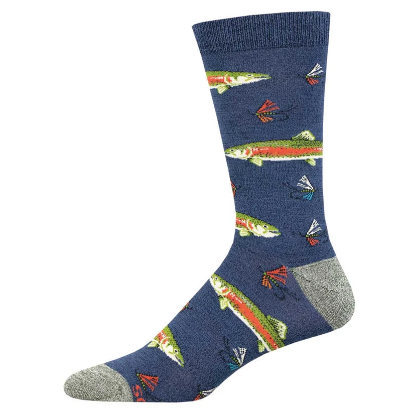 Socksmith Men's Stout Trout Bamboo Socks - Navy Heather