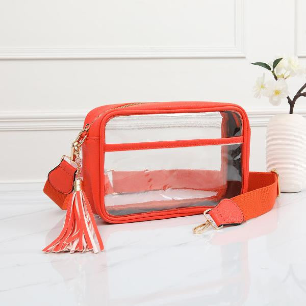 Queens Designs Game Day Stadium Rectangle Clear Bags - Orange