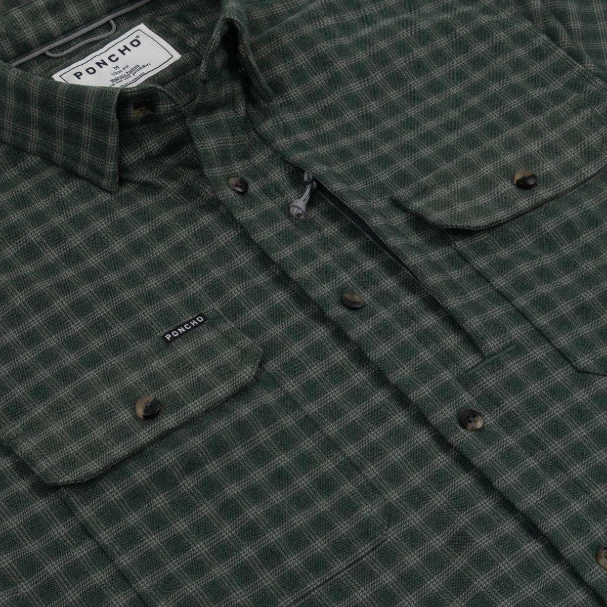 Poncho Men's The Acadia Flannel - Teal & White Plaid