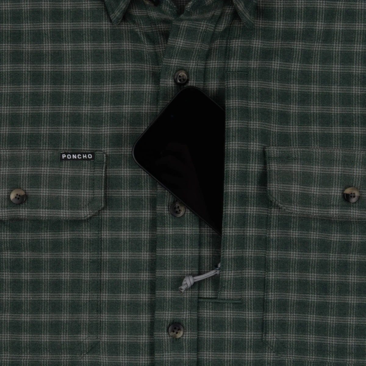 Poncho Men's The Acadia Flannel - Teal & White Plaid