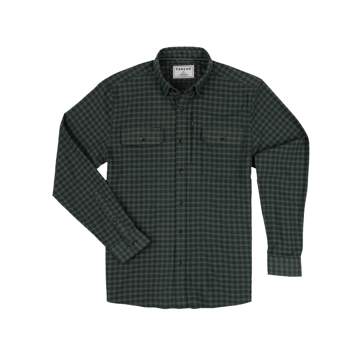 Poncho Men's The Acadia Flannel - Teal & White Plaid