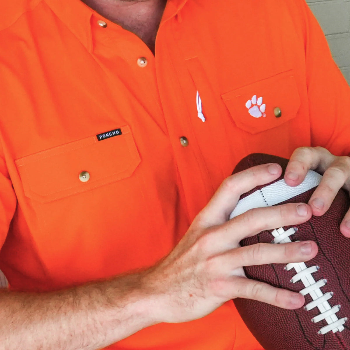 Poncho Men's The All In - Orange Clemson Logo