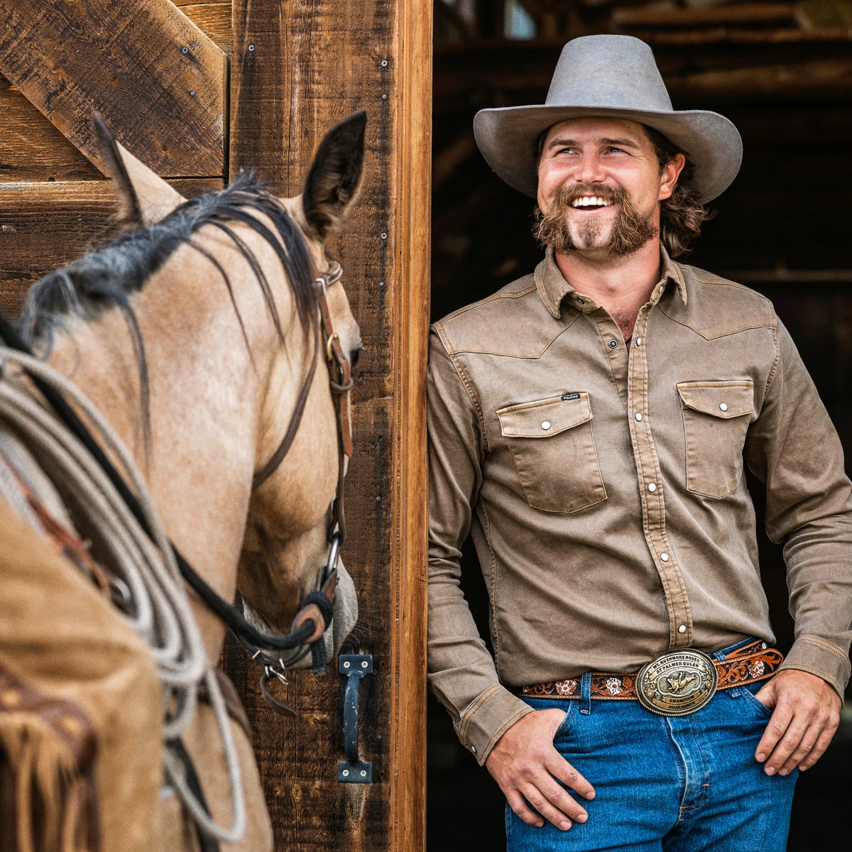 Poncho Men's The Cotulla Western Denim - Brown