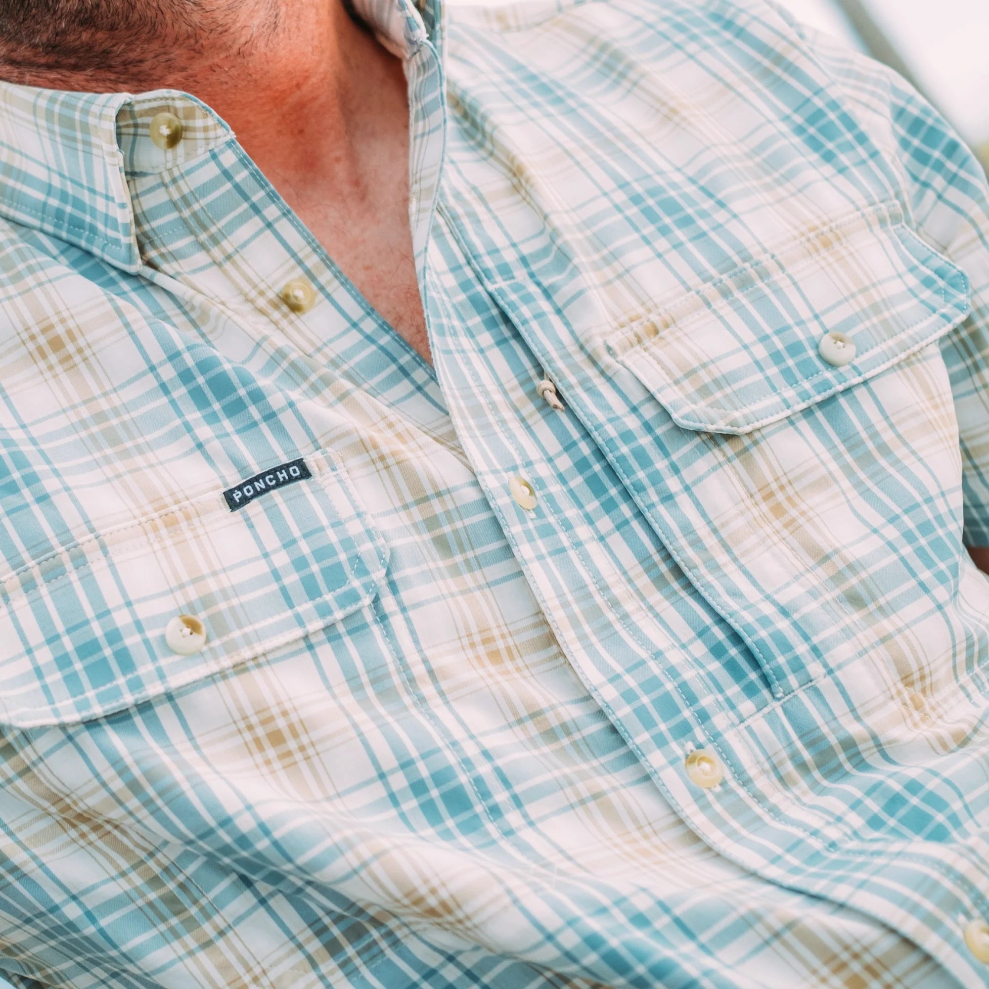Poncho Men's The Double Haul - Brown and Green Plaid
