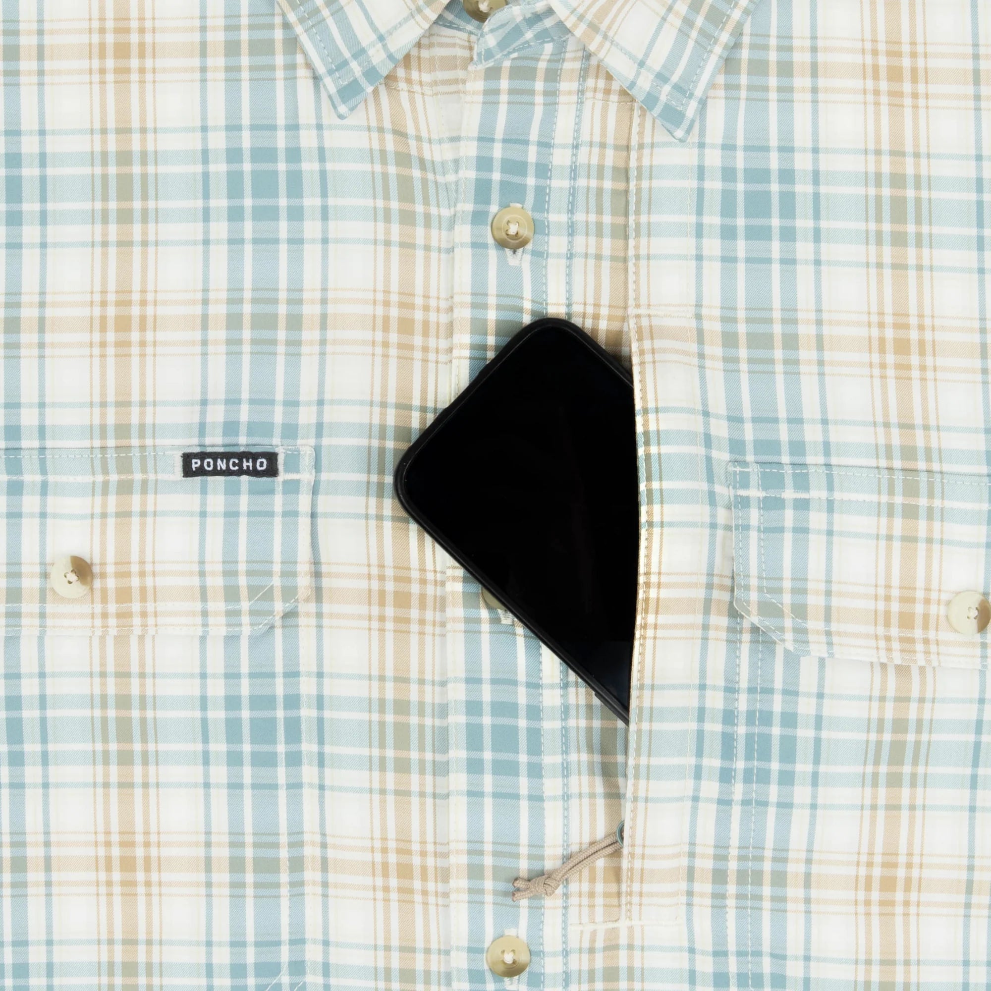 Poncho Men's The Double Haul - Brown and Green Plaid