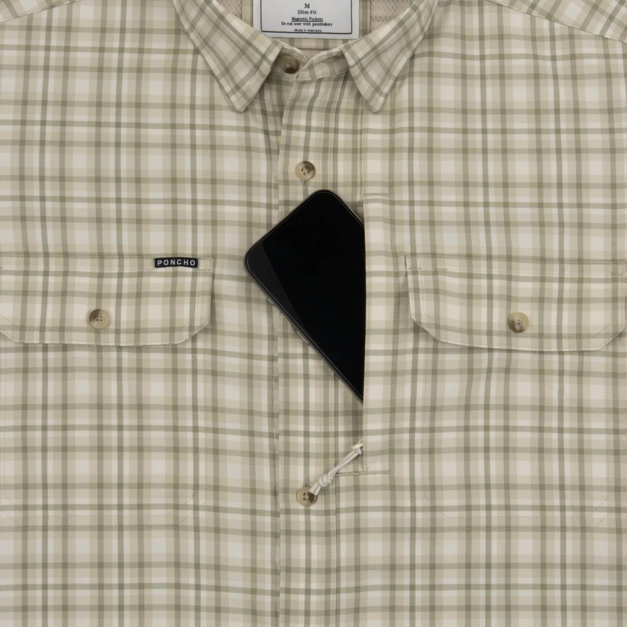 Poncho Men's The Swamp Boat - Green and Tan Plaid