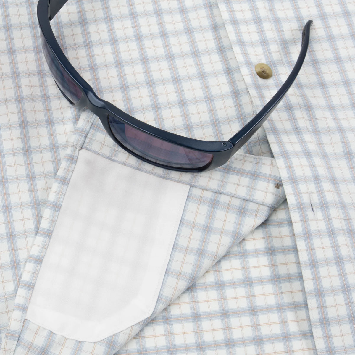 Poncho Men's The Lamar Valley - Light Blue & Red Clay Plaid