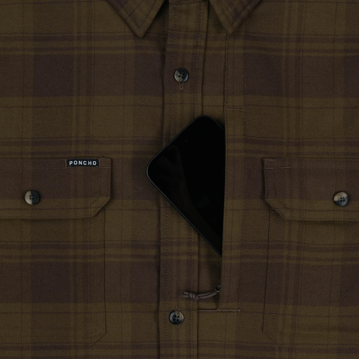 Poncho Men's The Telluride Flannel - Green on Green Plaid