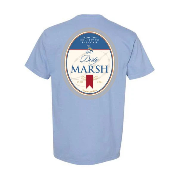 Dirty Marsh Men's Beer Label Tee - Washed Denim