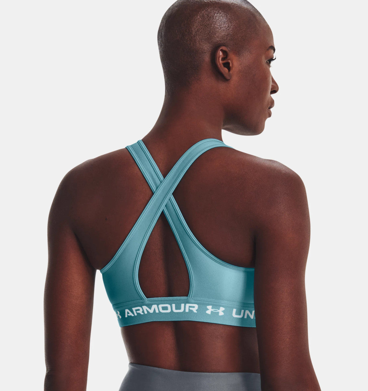 Women's Under Armour Mid Crossback Sports Bra - Glacier Blue/White