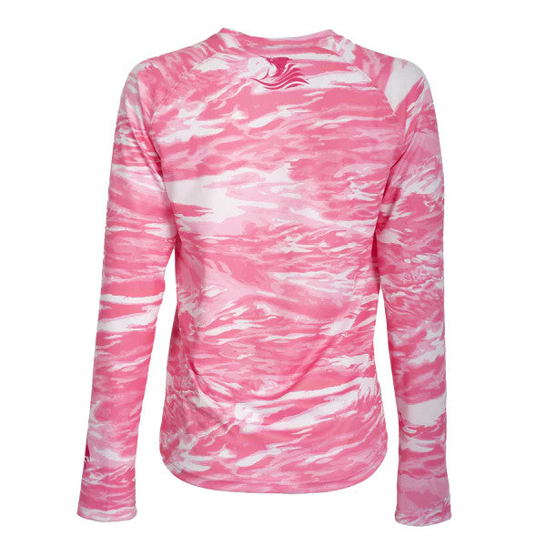 Bimini Bay Women's Waves Long Sleeve V-Neck - Pink