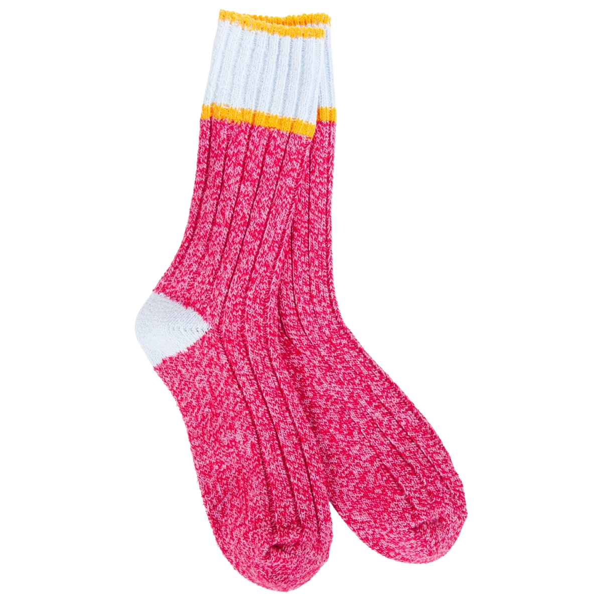 World's Softest Socks Women's Weekend Ragg Color Block Crew - Pink/Blue/Orange