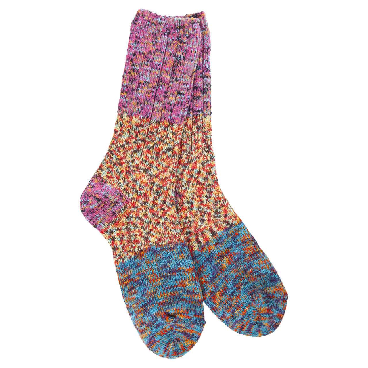World's Softest Socks Weekend Ragg Crew Colorblock - Fiesta CB Multi