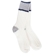 World's Softest Socks Women's Weekend Ragg Color Block Crew - Ivory/Grey/Navy