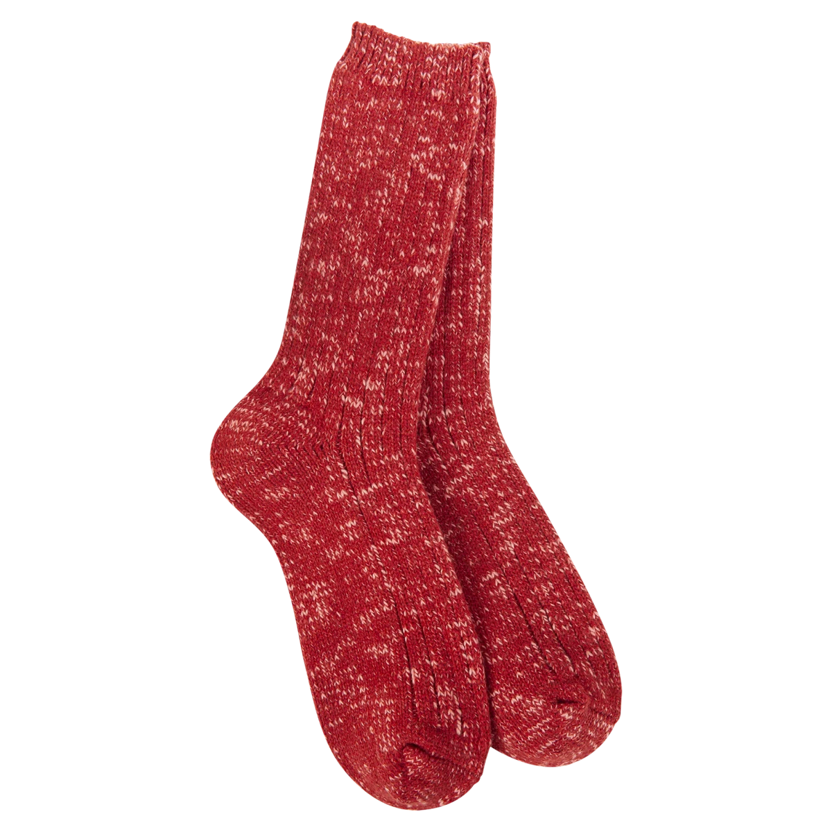 World's Softest Socks Women's Weekend Cotton Slub Marled Crew - Strawberry