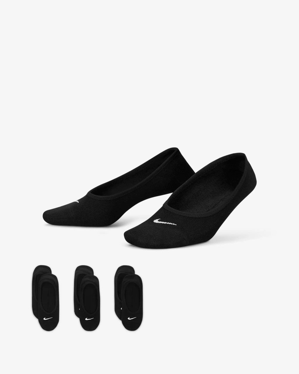 Nike Women's Everyday Lightweight Footie Socks - 3 Pack - Black/White