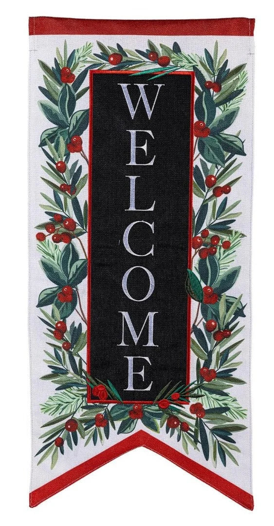 Evergreen Welcome Foliage Pennant Everlasting Impressions Garden Flag