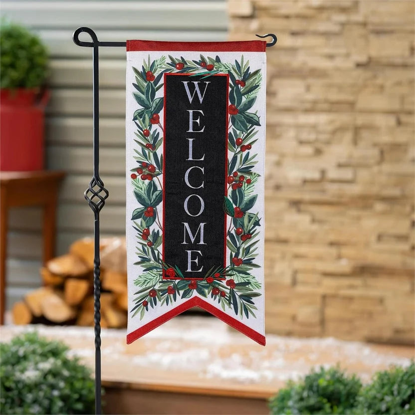 Evergreen Welcome Foliage Pennant Everlasting Impressions Garden Flag