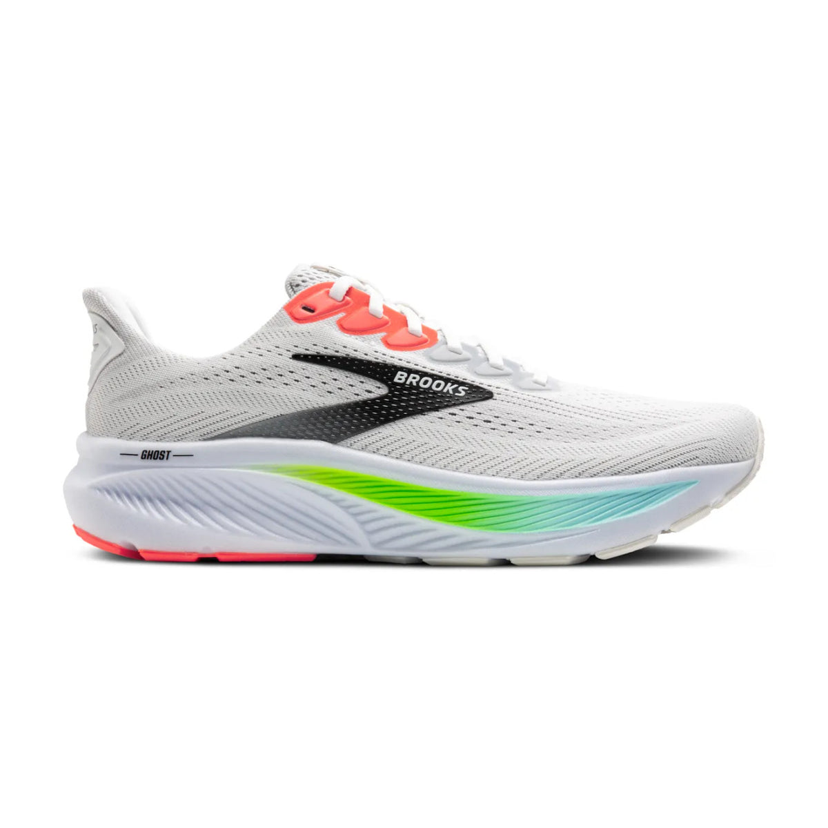 Brooks Men's Ghost 17 Running Shoes - White/Pink Clay/ Gecko