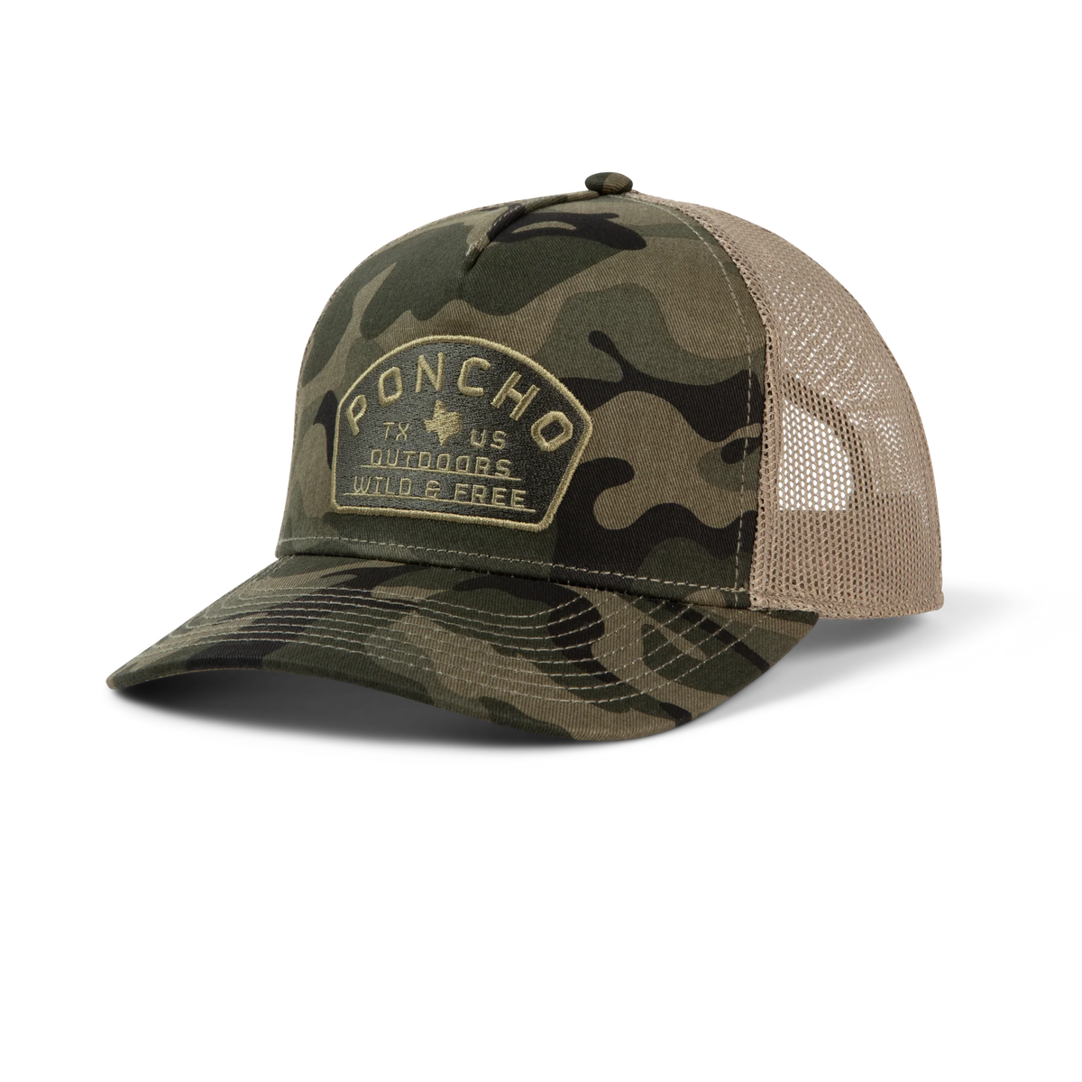 Poncho Men's Camo Wild and Free Trucker Hat