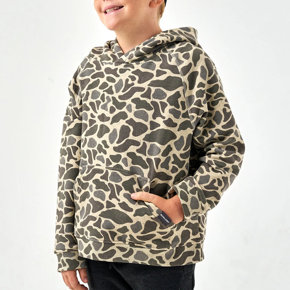 Burlebo Youth Fleece Hoodie - Classic Deer Camo