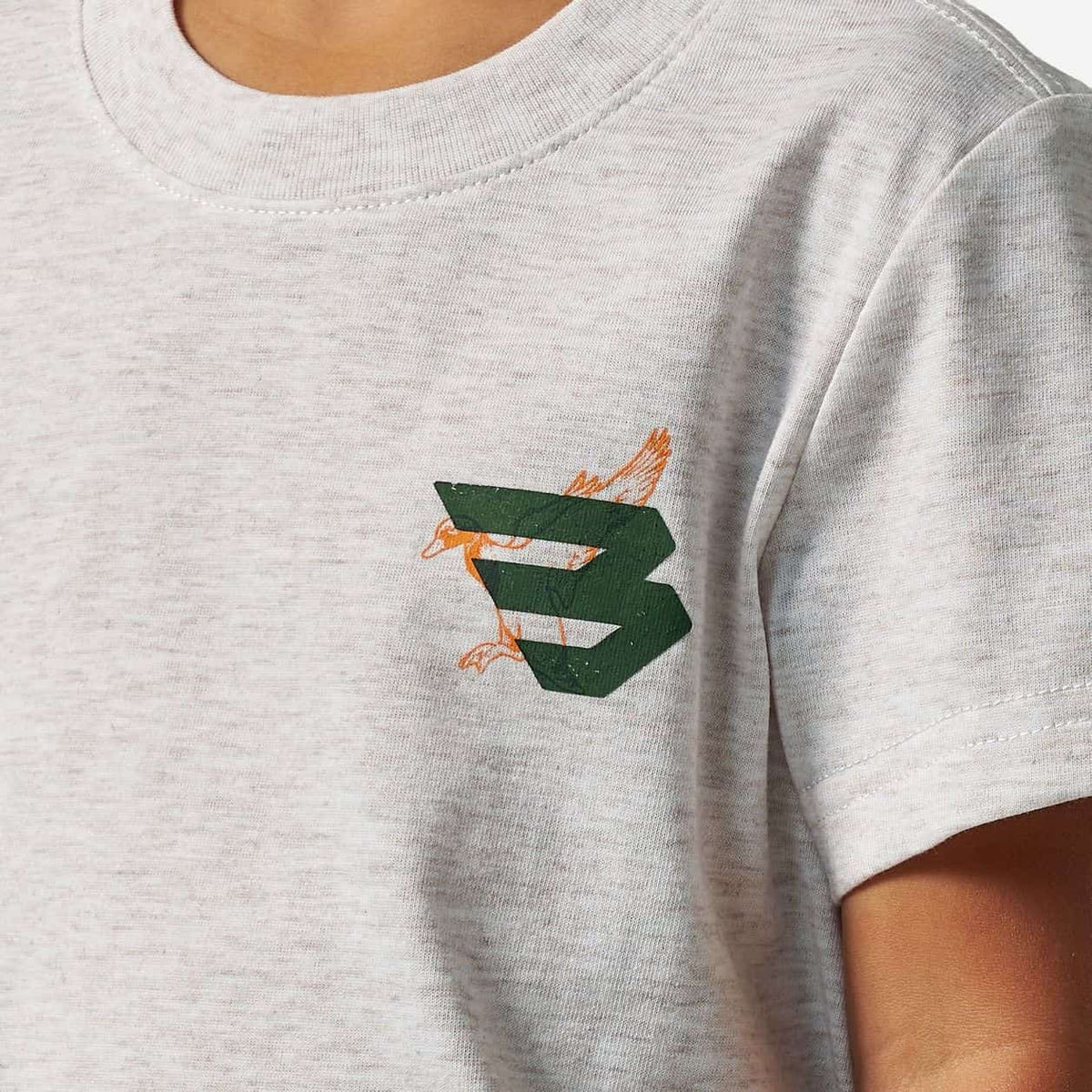 Burlebo Youth Boys Duck Flying B Green Logo Tee - Oatmeal