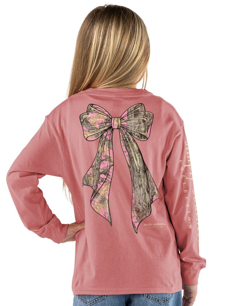 Simply Southern Youth Long Sleeve Tree Camo Tee - Tearose