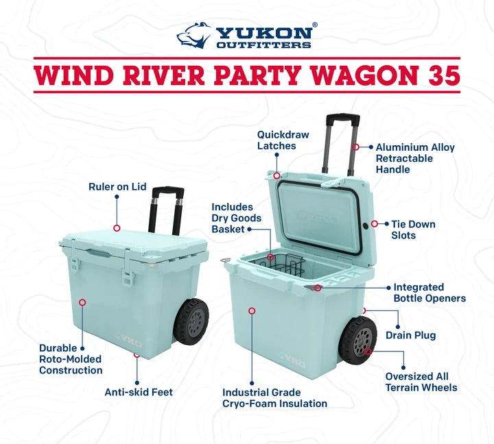 Yukon Outfitters 35QT Wind River Party Wagon Hard Cooler - Seamist