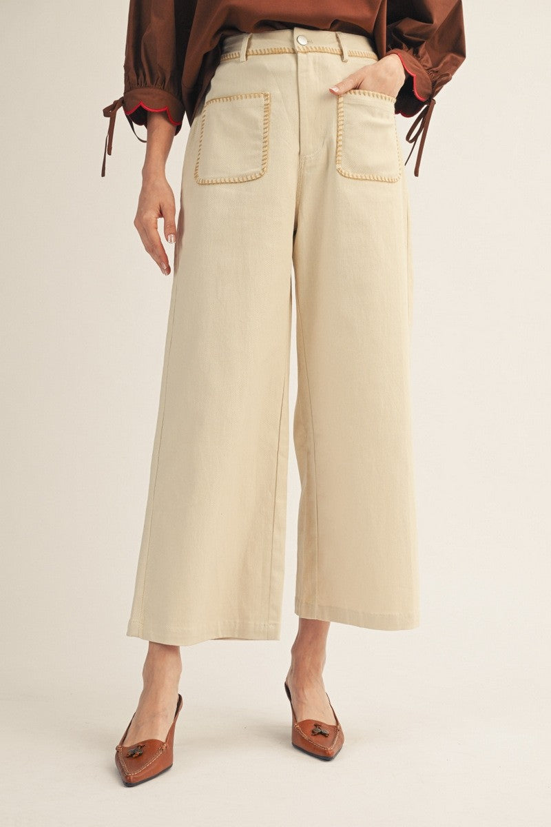 Jodifl Women's Beige Wide Leg Pants