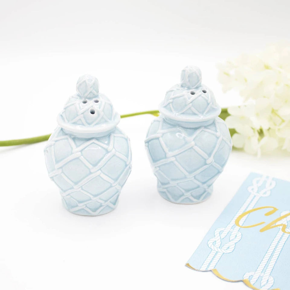 8 Oak Lane Blue Textured Jar Salt & Pepper Shaker Set