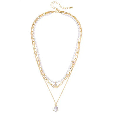 Canvas Wednesday 3-Row Layered Necklace - Ivory