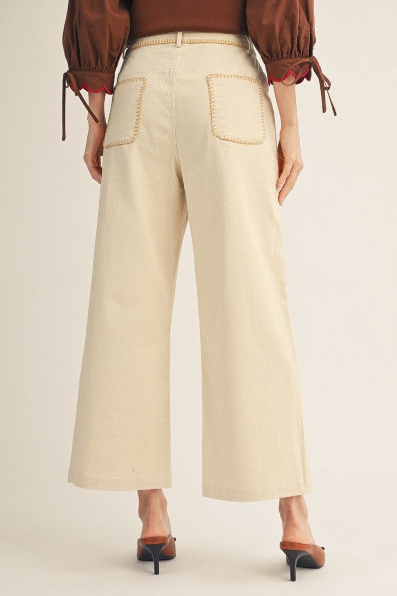 Jodifl Women's Beige Wide Leg Pants