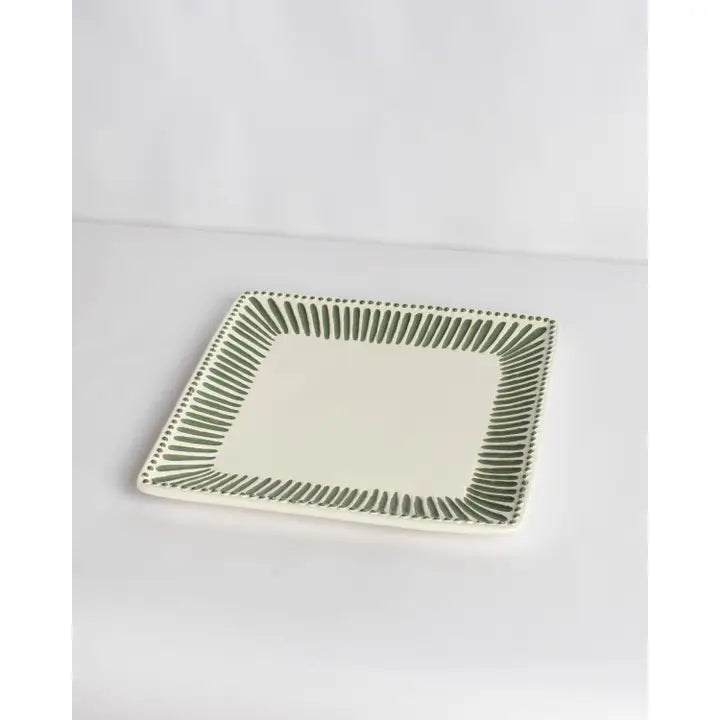 The Royal Standard Ava Square Platter - White/Green
