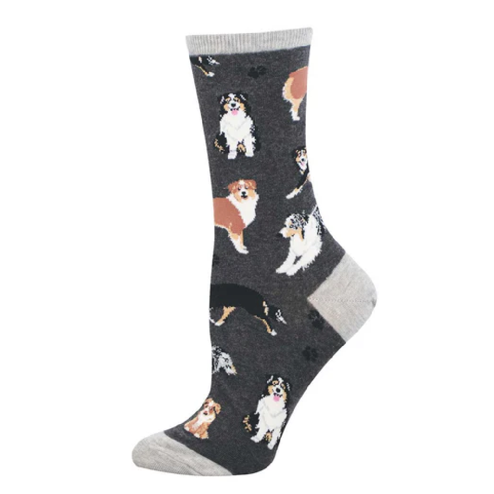 Socksmith Women's Aussies Crew Socks – Charcoal Heather
