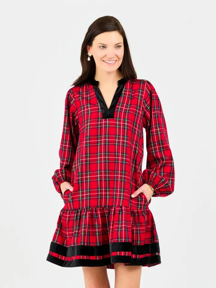 Mary Square Women's Sierra Dress - Plaid Red