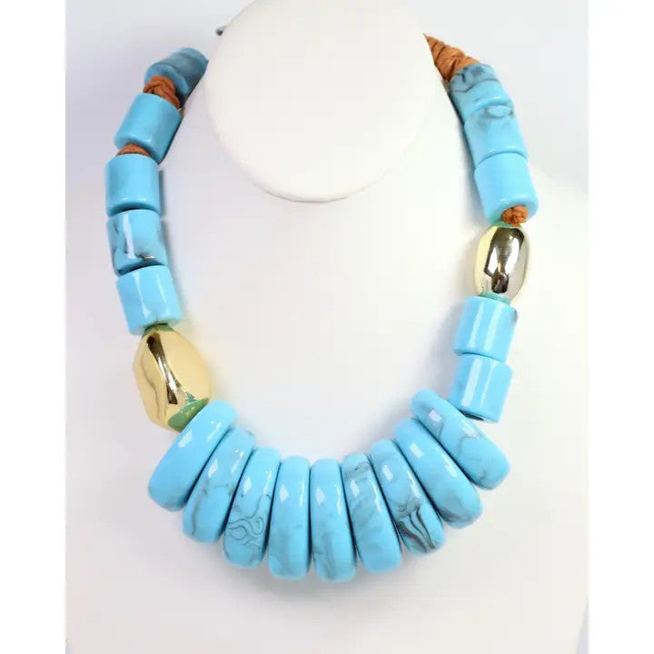 Caroline Hill Miranda Beaded Statement Necklace Turquoise