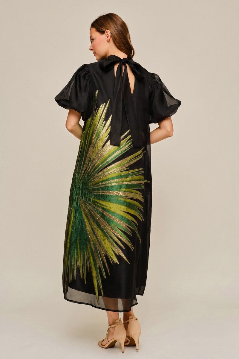 Jodifl Women's Green Metallic Midi Dress