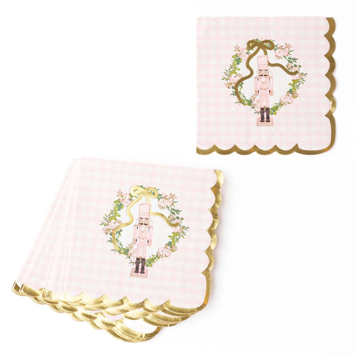 8 Oak Lane Sugarplum Gingham Paper Beverage Napkins - 16-Piece