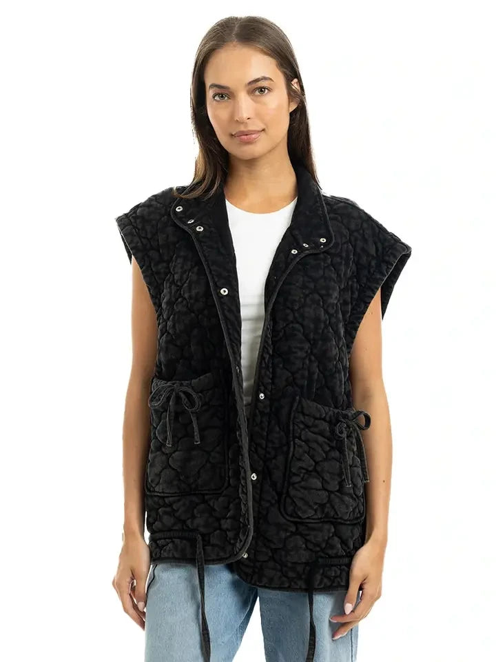 Katydid Women's OverSized Quilted Vest - Charcoal